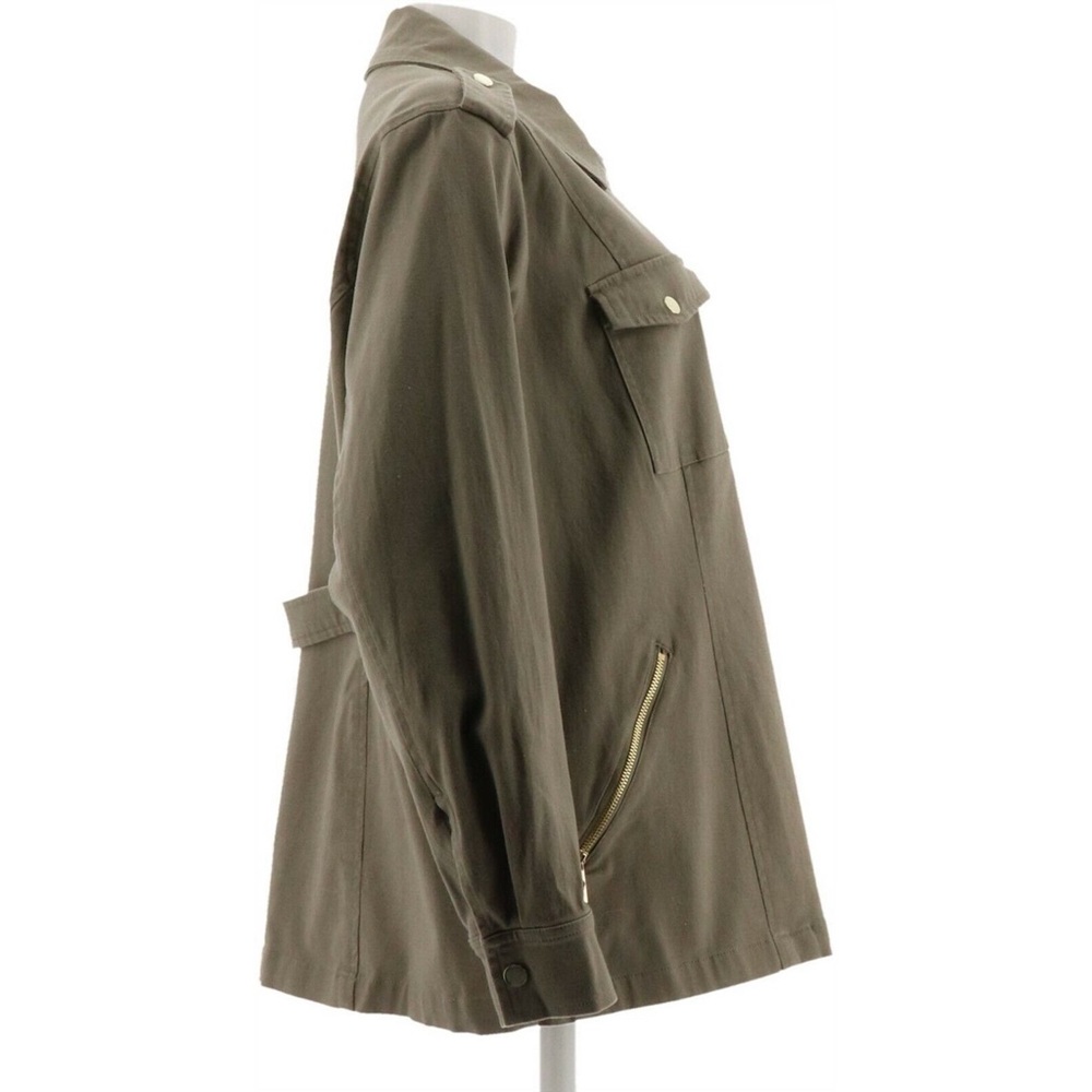 Light Olive Utility Zip-Front Jacket - Picture 3 of 4